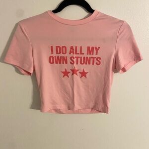 SHEIN Pink Crop Graphic Tee Short Sleeve
